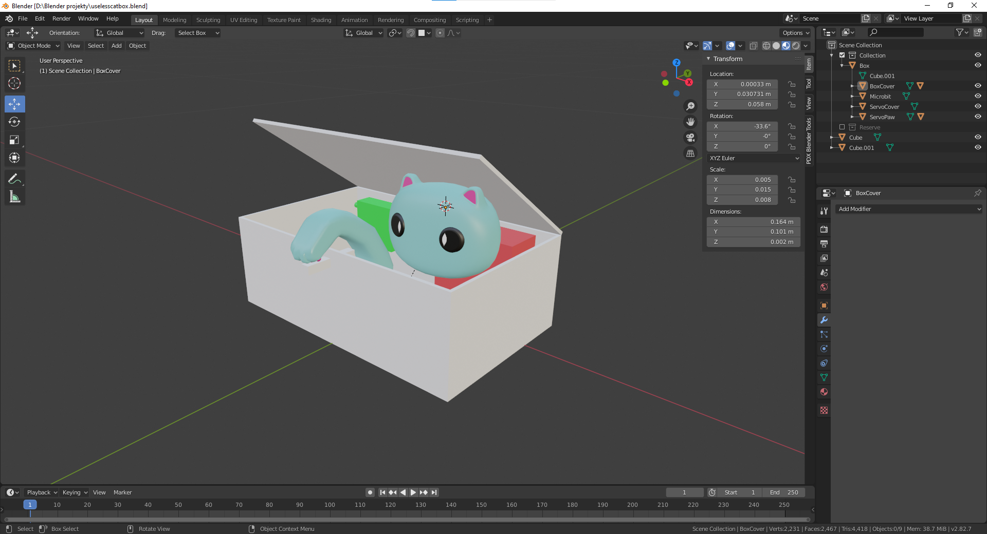Blender useless box arrangement